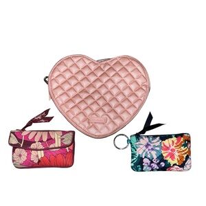 Vera Bradley Pink Quilted Heart-Shaped Bag Set
